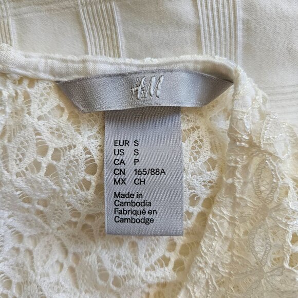 H&M Womens Tank Top Ivory Cream Sleeveless Eyelet Blouse-Size SMALL - Picture 7 of 8